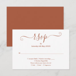 Tarjeta De Confirmación De Asistencia Sencillo guión de boda de terracota elegante