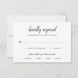 Tarjeta De Confirmación De Asistencia Sencillo matrimonio elegante de comidas blancas y
