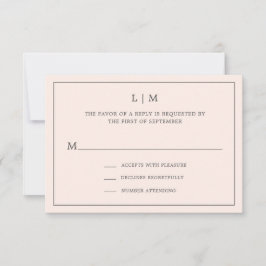 Tarjeta De Confirmación De Asistencia Sencillo matrimonio elegante de monograma rosa Rub