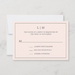 Tarjeta De Confirmación De Asistencia Sencillo matrimonio elegante de monograma rosa Rub