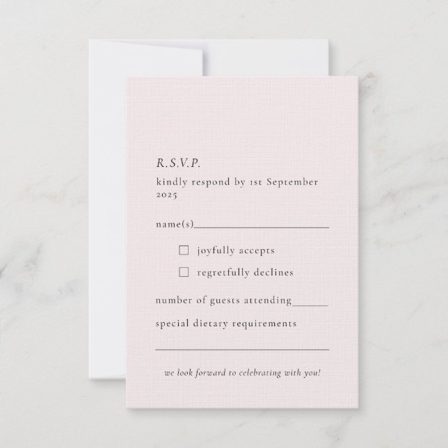 Tarjeta De Confirmación De Asistencia Sencillo Rubor Delicado Blanquecino Rosa Mínimo (Anverso)