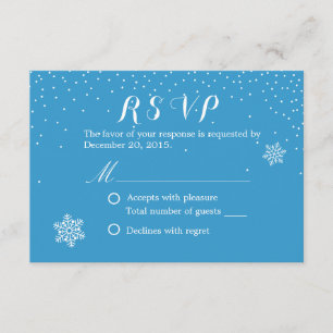 Tarjeta De Confirmación De Asistencia Sencillos copos de nieve Boda azul de invierno Tar