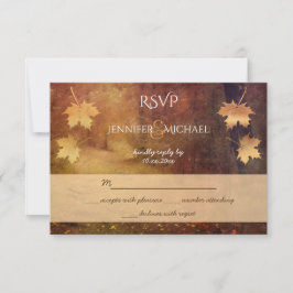 Tarjeta De Confirmación De Asistencia sendero de otoño maple hojas matrimonio rústico rs