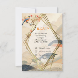 Tarjeta De Confirmación De Asistencia Serene Tranquilidad Tema japonés Ikebana