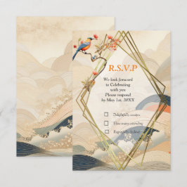 Tarjeta De Confirmación De Asistencia Serene Tranquilidad Tema japonés Ikebana