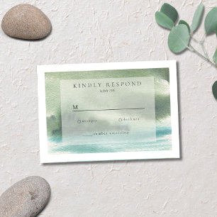 Tarjeta De Confirmación De Asistencia Serenity Seaside Blue Green Cream