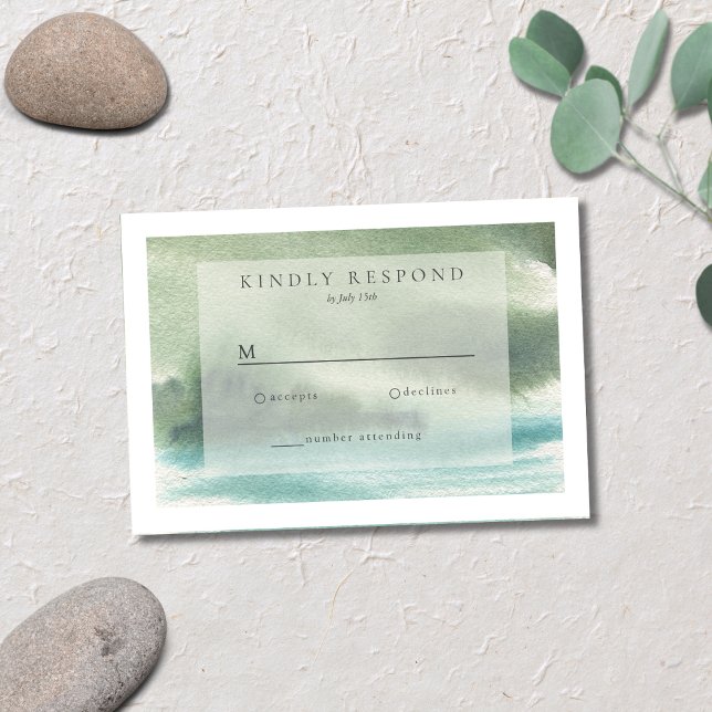 Tarjeta De Confirmación De Asistencia Serenity Seaside Blue Green Cream (Subido por el creador)