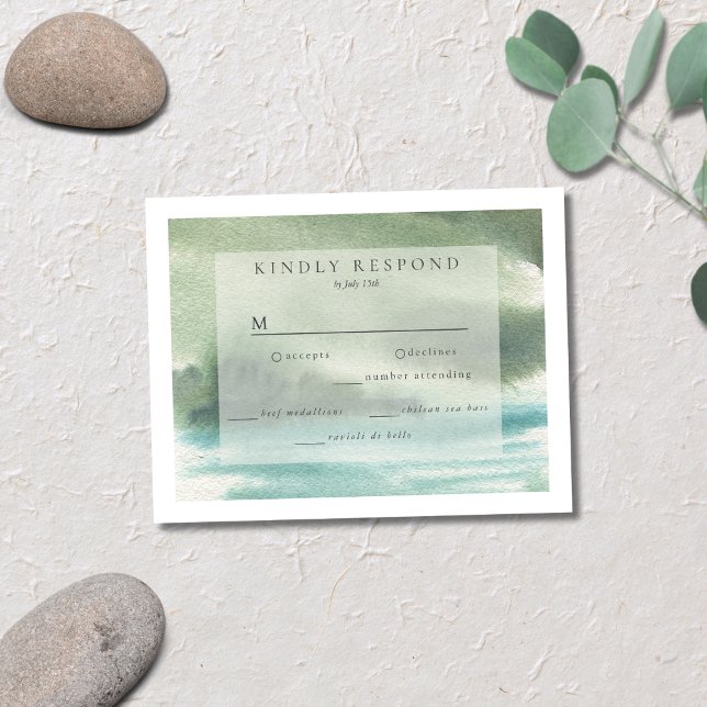 Tarjeta De Confirmación De Asistencia Serenity Seaside Blue Green Cream (Subido por el creador)