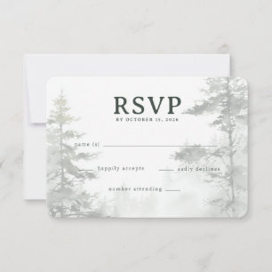 Tarjeta De Confirmación De Asistencia Sereno Sauce Pinos al Acuarela