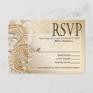 Tarjeta De Confirmación De Asistencia Shayla Pearls y Lace RSVP-1   cáscara de huevo