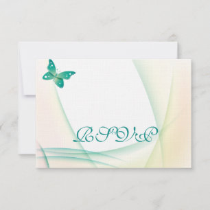 Tarjeta De Confirmación De Asistencia Sheer Green Butterflies