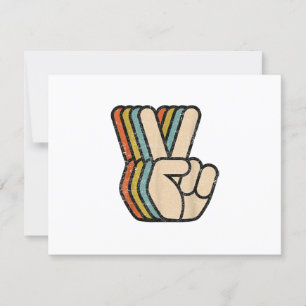 Tarjeta De Confirmación De Asistencia Signo de paz retro V Dedos ventilado años 60 años 