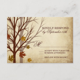 Tarjeta De Confirmación De Asistencia Silhouettes del árbol de otoño Bodas de otoño Tarj