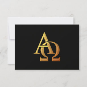 Tarjeta De Confirmación De Asistencia Símbolo Alfa y Omega Golden "3-D"