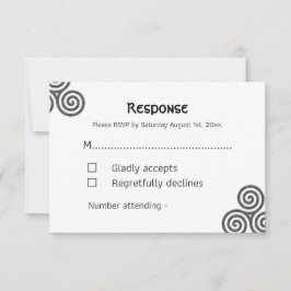 Tarjeta De Confirmación De Asistencia Símbolos celtas modernos y follaje sobre blanco