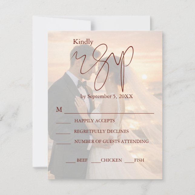 Tarjeta De Confirmación De Asistencia Simple and Minimalist Romantic Sunset Beach Vows  (Reverso)