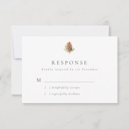 Tarjeta De Confirmación De Asistencia Simple Boda de Invierno del Cono Pino