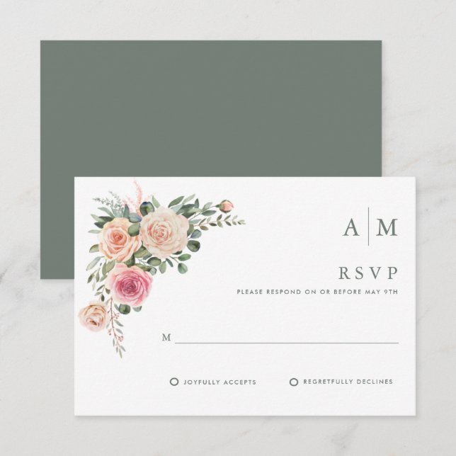 Tarjeta De Confirmación De Asistencia Simple Boda de Jardín Floral (Anverso / Reverso)