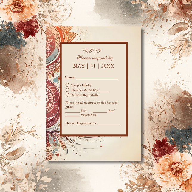 Tarjeta De Confirmación De Asistencia simple boda de moda beige boho (Subido por el creador)