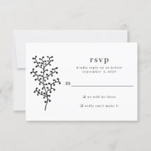 Simple Boda de tipografía negra botánica rústica