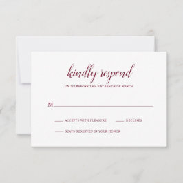 Tarjeta De Confirmación De Asistencia Simple Boda Formal Borgoña Elegante