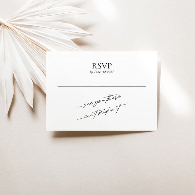 Tarjeta De Confirmación De Asistencia Simple Boda Mínimo Blanco y Negro (Simple Minimal Black and White Wedding RSVP Card)