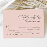 Tarjeta De Confirmación De Asistencia Simple Boho Dusty Rose Meal Options Wedding<br><div class="desc">Designed to coordinate with our Romantic Blooms wedding collection,  this customizable RSVP card,  features a solid dusty rose background with a classy serif & modern sans font in black. Matching items available.</div>