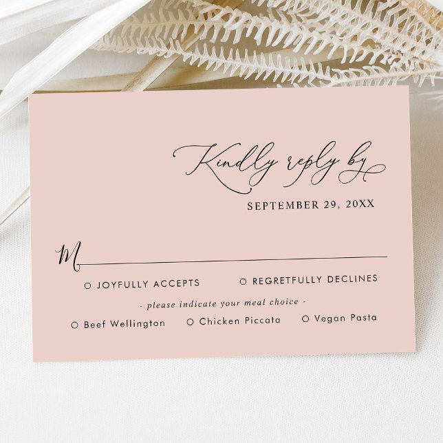 Tarjeta De Confirmación De Asistencia Simple Boho Dusty Rose Meal Options Wedding (Subido por el creador)