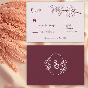 Tarjeta De Confirmación De Asistencia Simple Boho Floral Ruby Wine