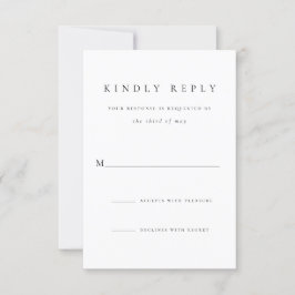 Tarjeta De Confirmación De Asistencia Simple Clásico Guión Boda Blanco y Negro