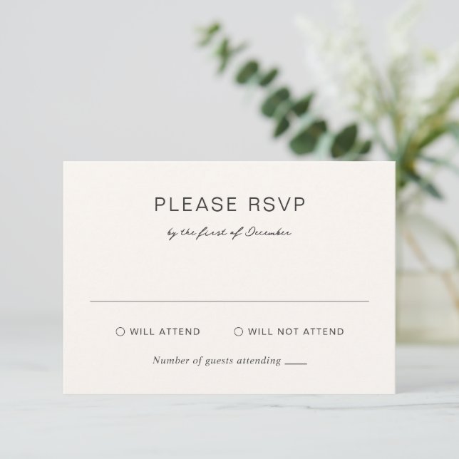 Tarjeta De Confirmación De Asistencia Simple Cream Elegant Wedding (Anverso de pie)