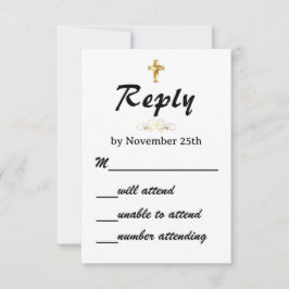 Tarjeta De Confirmación De Asistencia Simple Cruz Cristiana de Boda de Oro