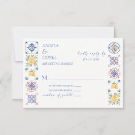 Tarjeta De Confirmación De Asistencia Simple Elegant Tiles Amalfi Coast Italy Wedding