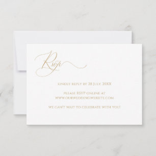 Tarjeta De Confirmación De Asistencia Simple Elegante Caligrafía Faux Gold Website