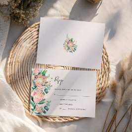 Tarjeta De Confirmación De Asistencia Simple elegante eucalipto hierba de pampas protea