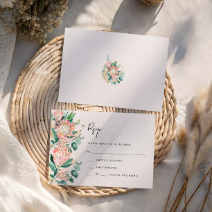 Tarjeta De Confirmación De Asistencia Simple elegante eucalipto hierba de pampas protea
