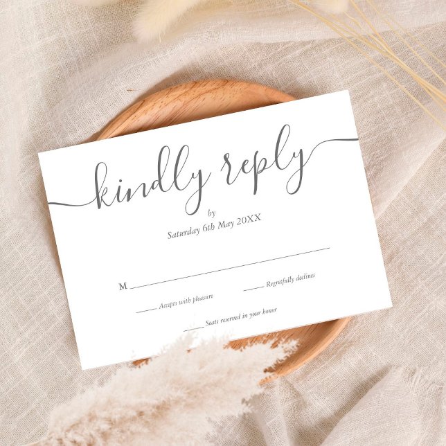 Tarjeta De Confirmación De Asistencia Simple Elegante Script Bodas (Subido por el creador)