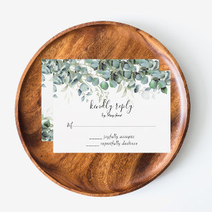 Tarjeta De Confirmación De Asistencia Simple fiesta de bodas de eucalipto verde