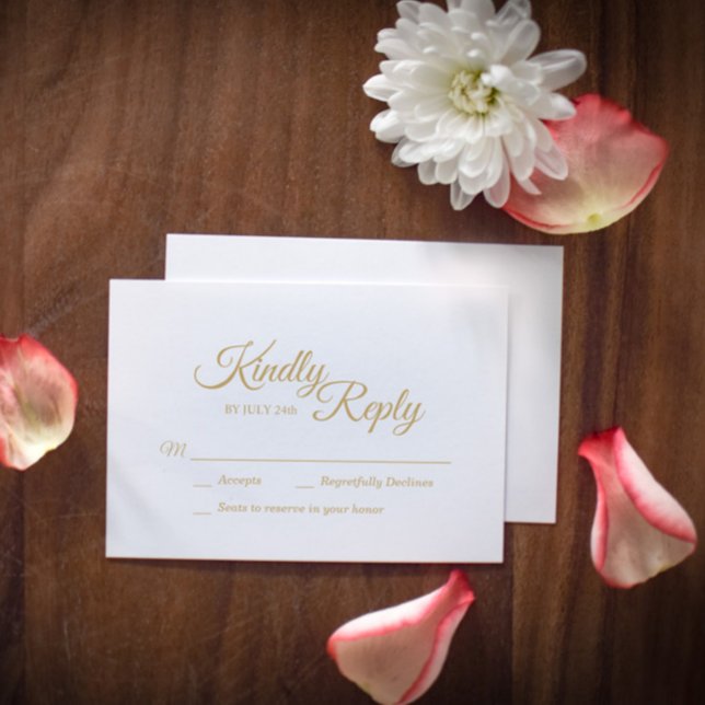 Tarjeta De Confirmación De Asistencia Simple Gold Calligraphy Response Card (Subido por el creador)