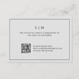 Tarjeta De Confirmación De Asistencia Simple Gris claro Monograma QR Código matrimonio e
