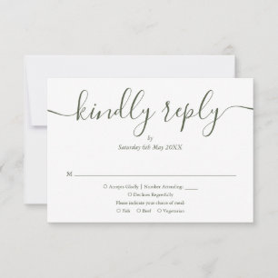 Tarjeta De Confirmación De Asistencia Simple guion elegante verde oliva foto boda
