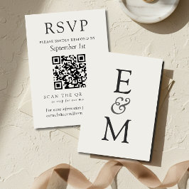 Tarjeta De Confirmación De Asistencia Simple Ivory Classic Wedding QR Code