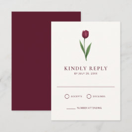 Tarjeta De Confirmación De Asistencia Simple Ivory Minimal Tulip Wedding