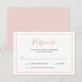 Tarjeta De Confirmación De Asistencia Simple matrimonio elegante de borde rosado Rubor