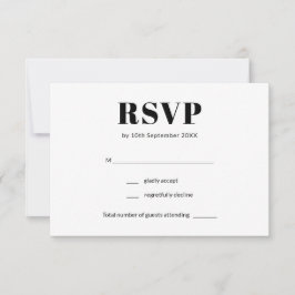 Tarjeta De Confirmación De Asistencia Simple matrimonio Minimalista blanco y negro elega