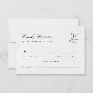 Tarjeta De Confirmación De Asistencia Simple Minimalista moderno Eucalyptus Olive Boda