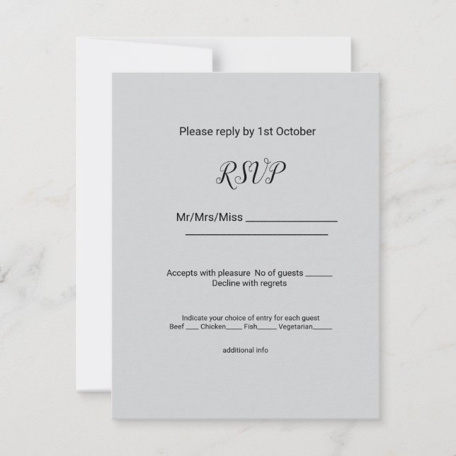 Tarjeta De Confirmación De Asistencia simple mínimo negro w agregar el nombre texto edit (Anverso)