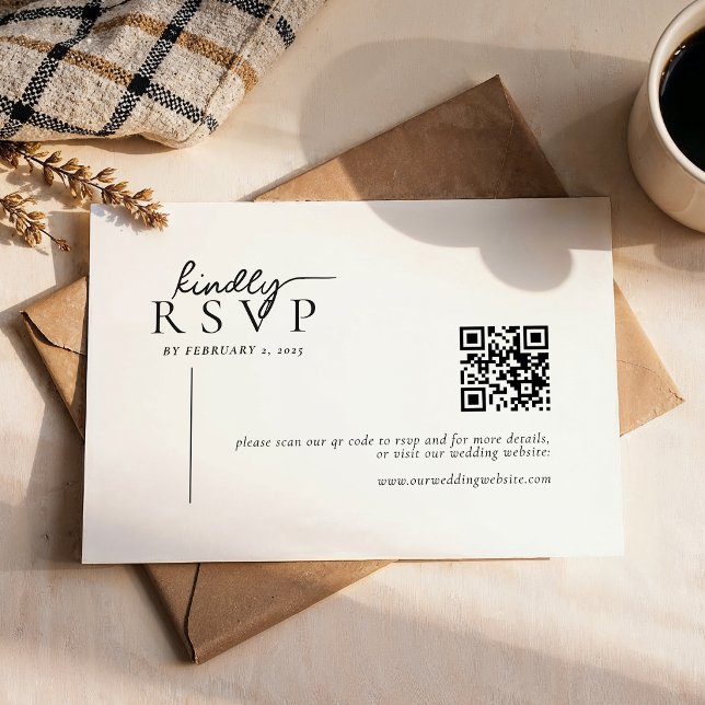 Tarjeta De Confirmación De Asistencia Simple Modern Line Script Qr Code Wedding (Subido por el creador)