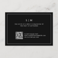 Simple Monograma negro Código QR Boda elegante