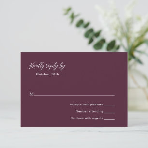 Tarjeta De Confirmación De Asistencia Simple Mulberry Typographic Modern Elegant Wedding